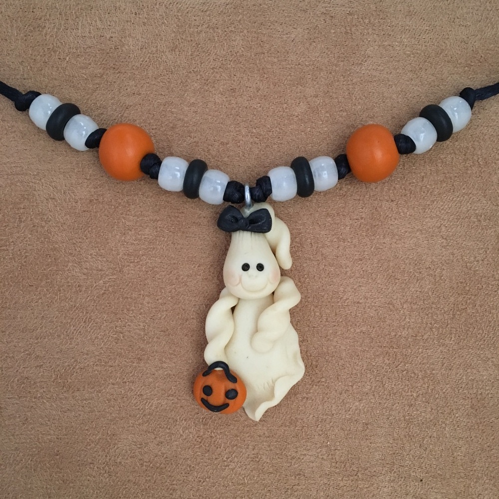 Glow in Dark Girly Ghost Necklace Halloween